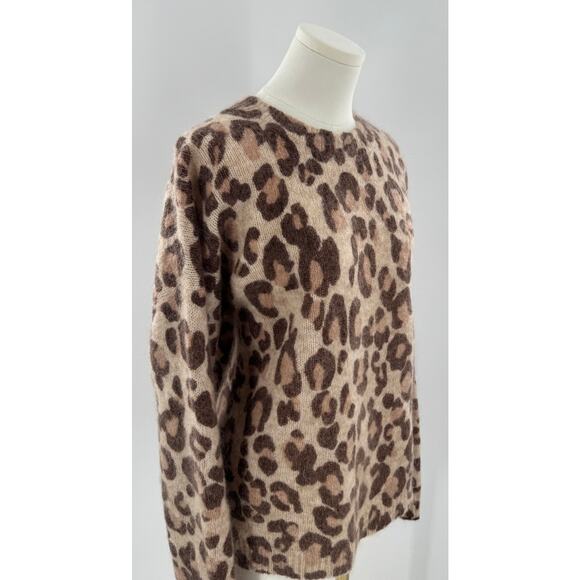 Sezane Brown Leopard Mohair Wool Sweater Animal Print Pullover Knit XXL 2XL - Picture 2 of 11